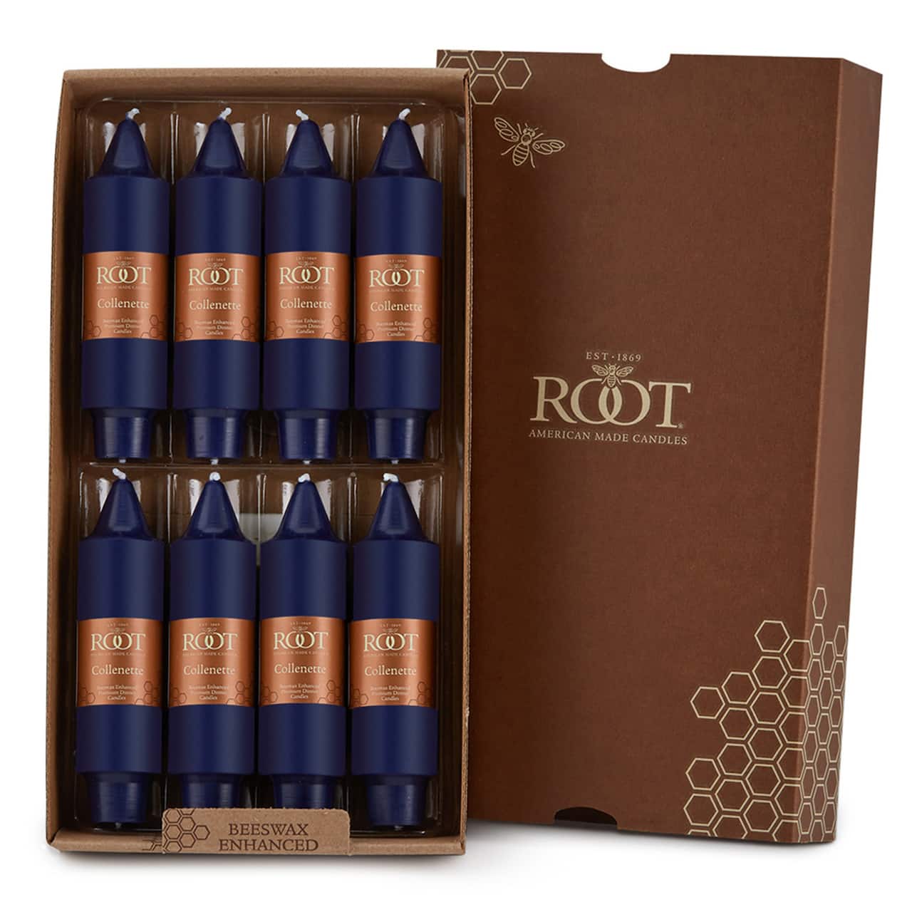 Root Candles 5" Unscented Smooth Collenette Taper Candles, 8ct.